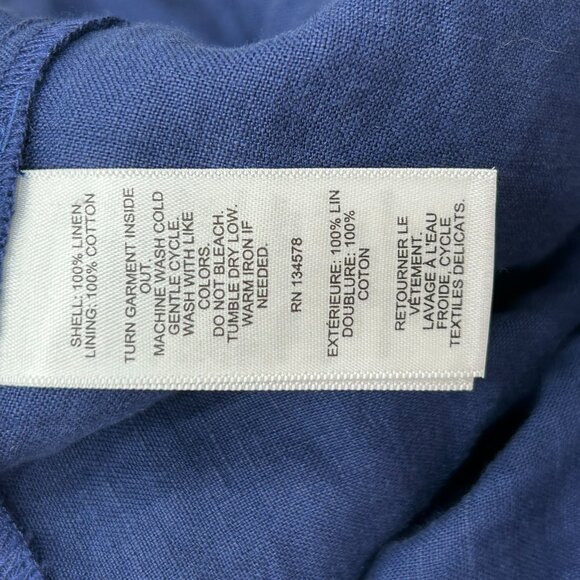 Vineyard Vines Pintuck Deep Bay Blue Linen Ruffle Sleeve V-Neck Mini Dress Large - Picture 10 of 11